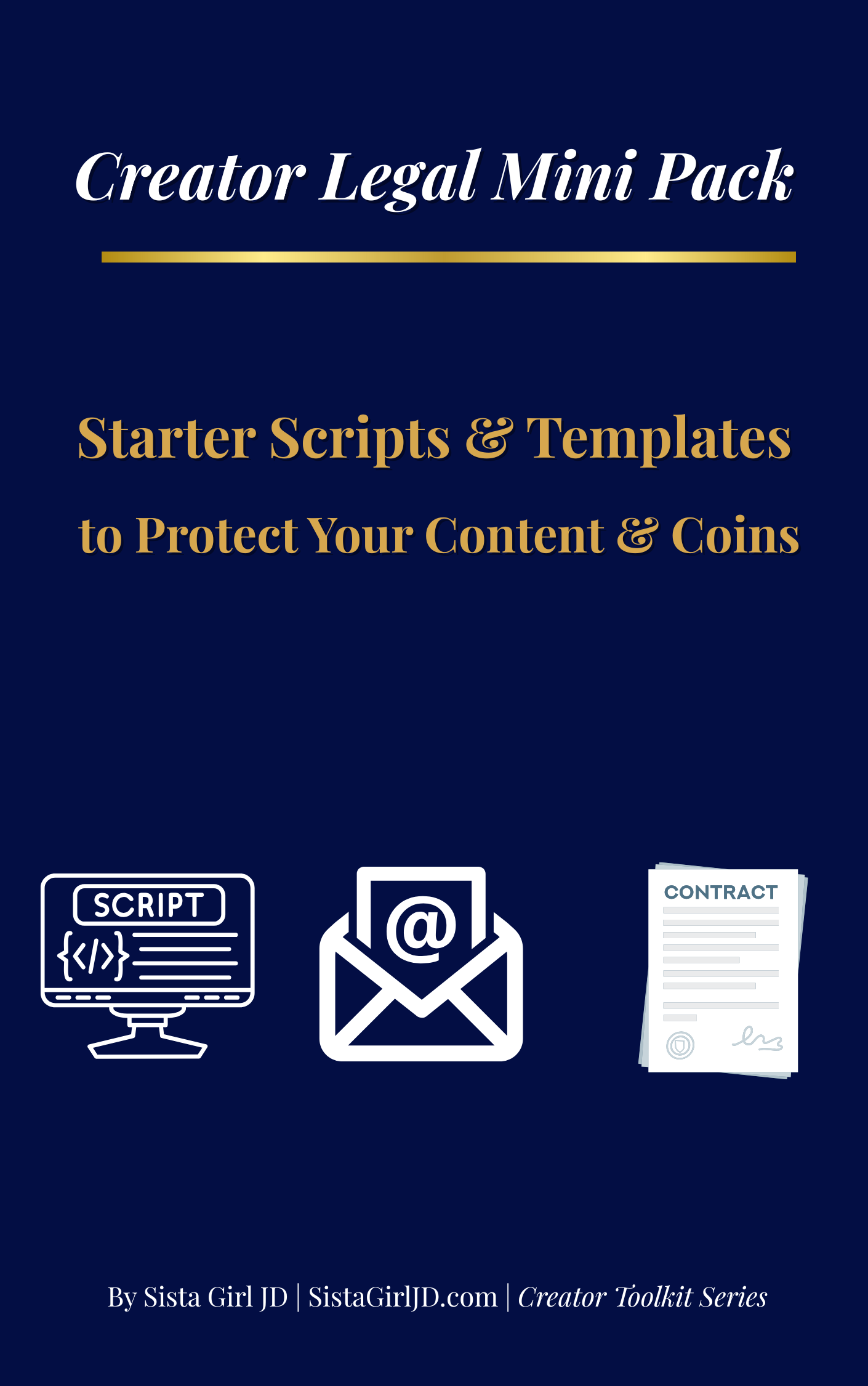 Cover image for the Creator Legal Mini Pack, a starter toolkit with email templates, scripts, and a clause decoder for creators.