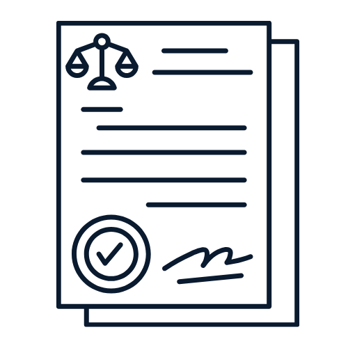 Icon representing drafted court motions and legal documents prepared for review or filing.