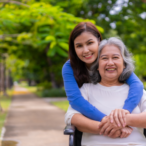 Adult child caring for aging parent