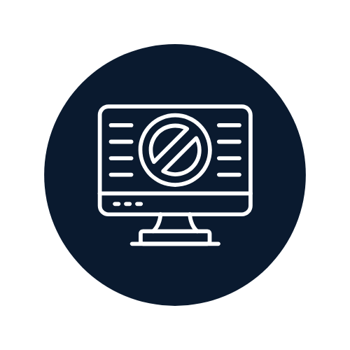 Icon representing DMCA takedown notices and digital rights enforcement for online content.