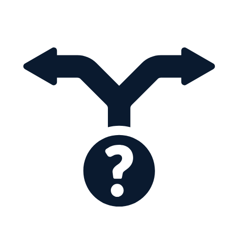 Icon representing guided decision-making for users who are unsure which legal document they need.