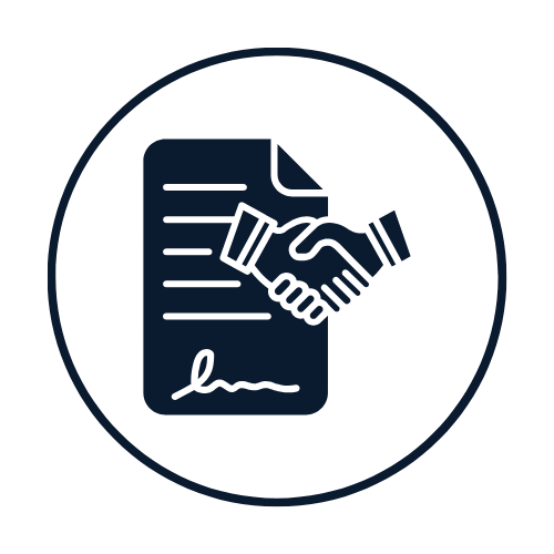 Limited criminal defense icon showing an agreement on defined legal assistance for specific aspects of a criminal case