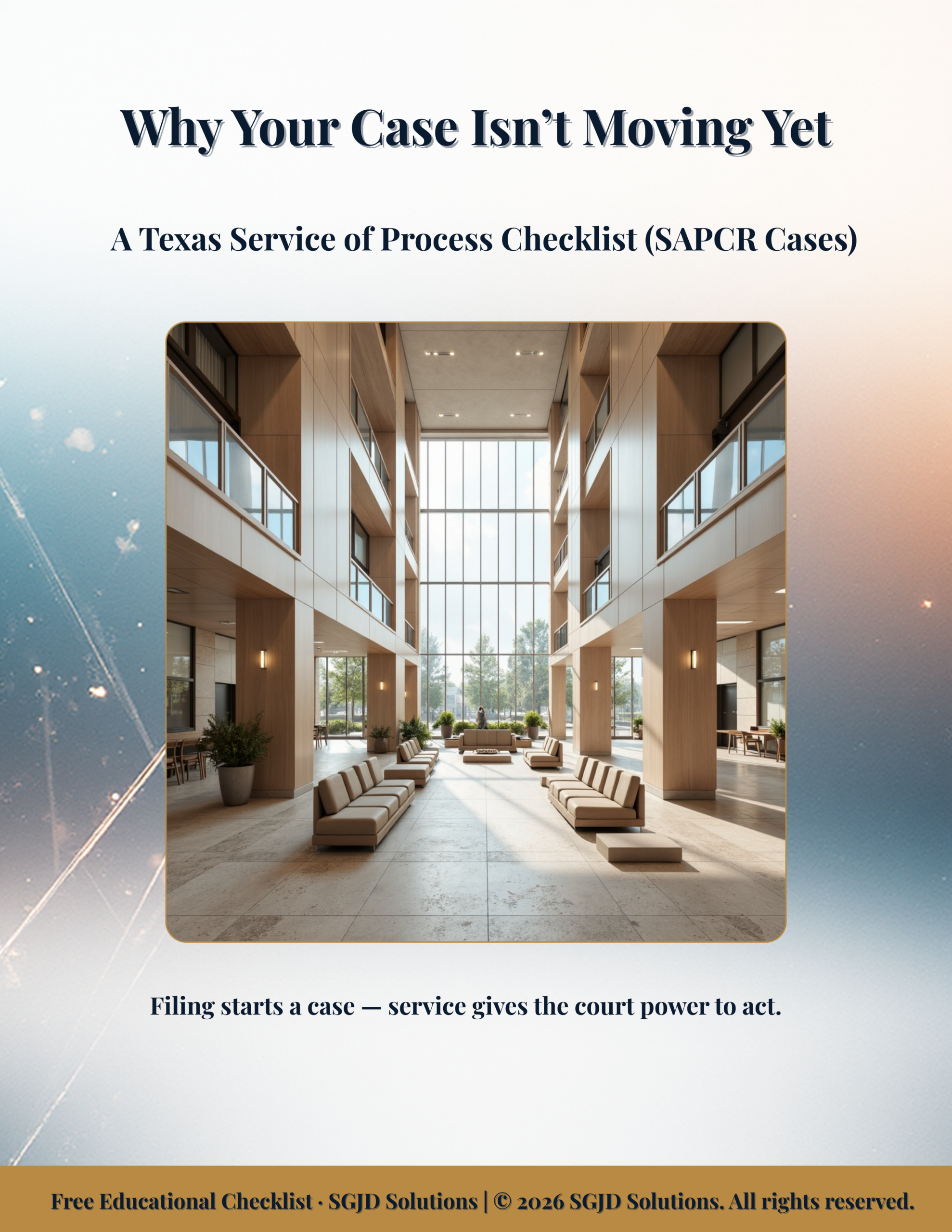 Texas service of process checklist cover for SAPCR cases