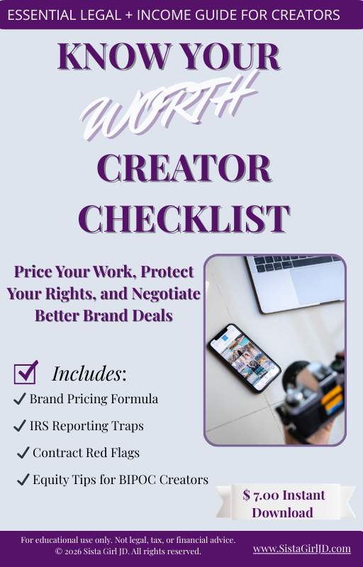 Know Your Worth Creator Checklist cover for content creators and influencers