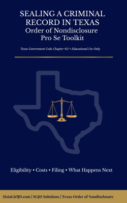 Texas Order of Nondisclosure Pro Se Toolkit cover for record sealing guide